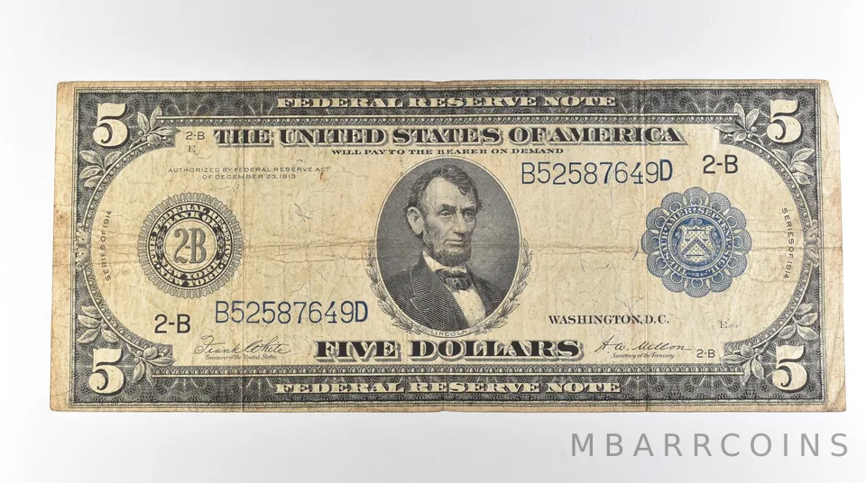1914 $5 New York NY FRN Large Note Blue Seal *3136