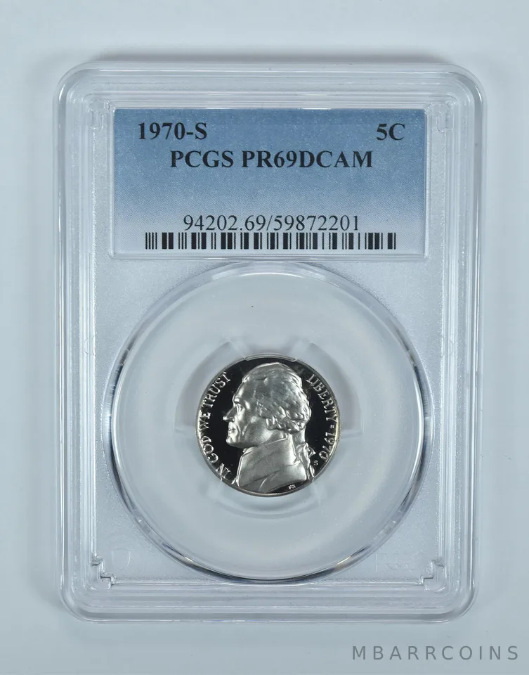 1970-S Jefferson Nickel PR69 DCAM PCGS Blue Label