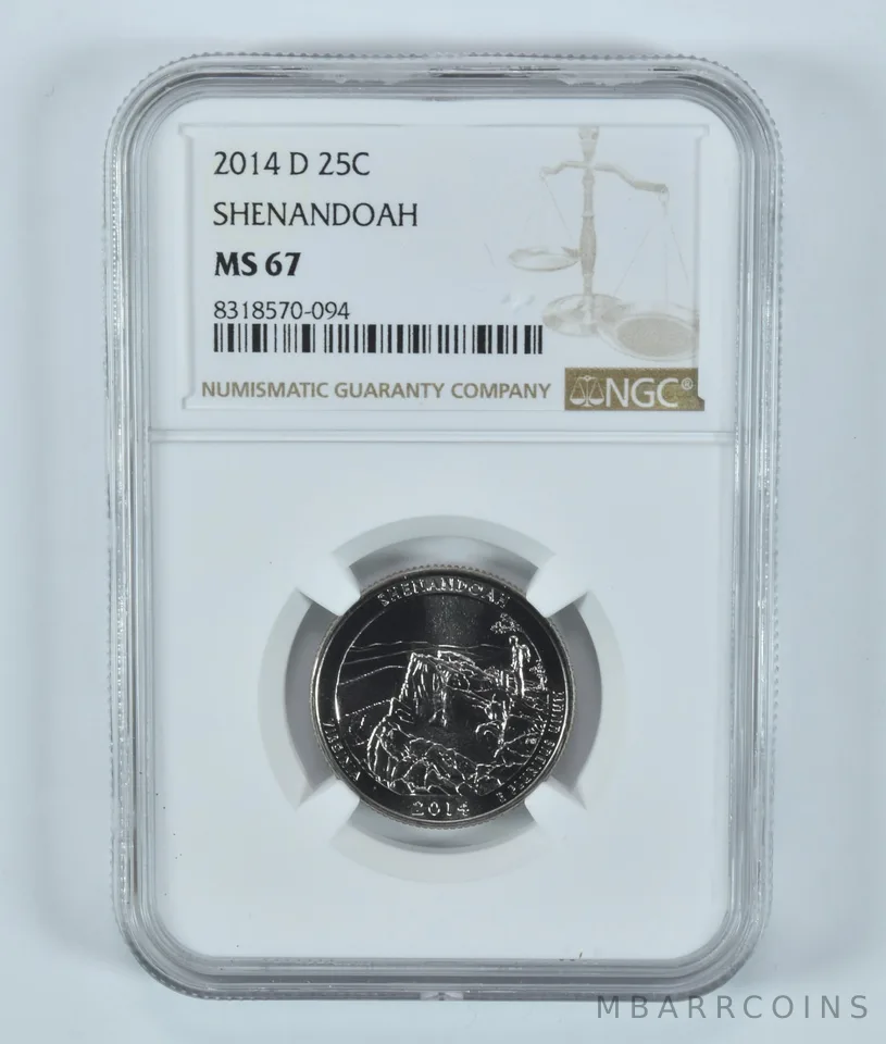 2014-D Washington Quarter Shenandoah America The Beautiful MS67 NGC