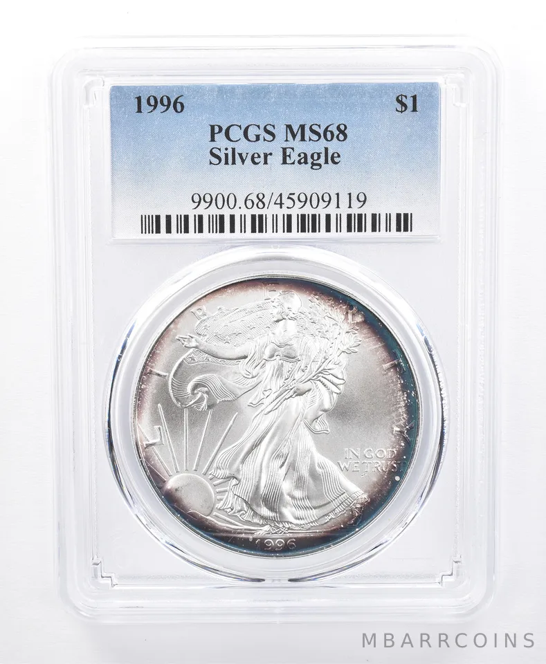 1996 American Silver Eagle MS68 PCGS Peripheral Tone *8655