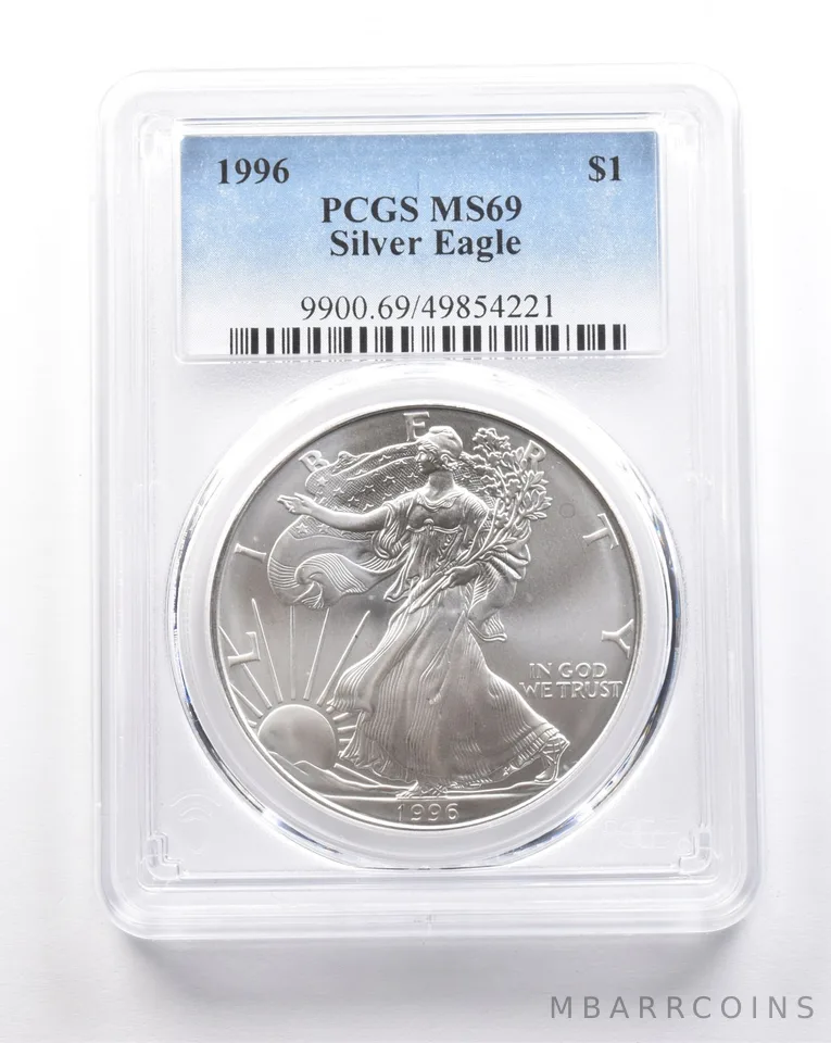 1996 American Silver Eagle MS69 PCGS Struck Through *7606