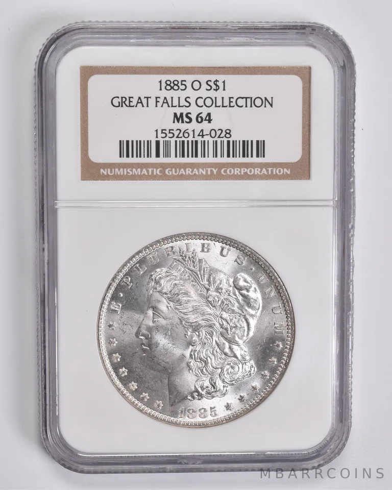 MS64 1885-O Morgan Silver Dollar Great Falls Collection NGC *4211
