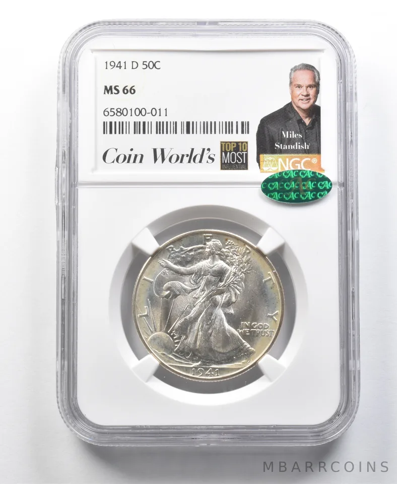 1941-D Walking Liberty Half Dollar Miles Standish MS66 NGC CAC *8543