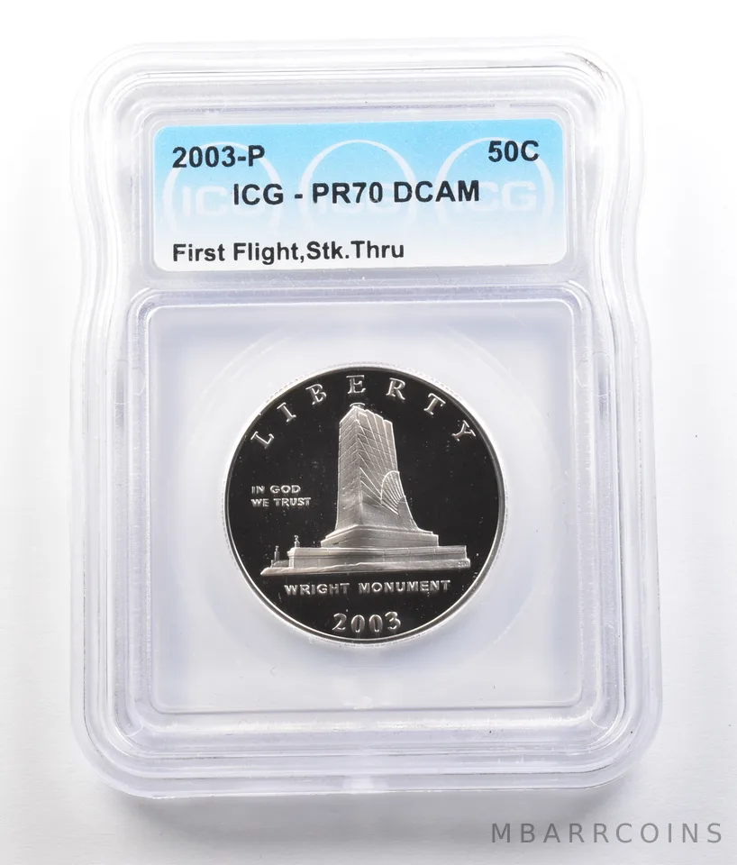 2003-P First Flight Commemorative Half Dollar Struck Thru PR70 DCAM ICG *0777