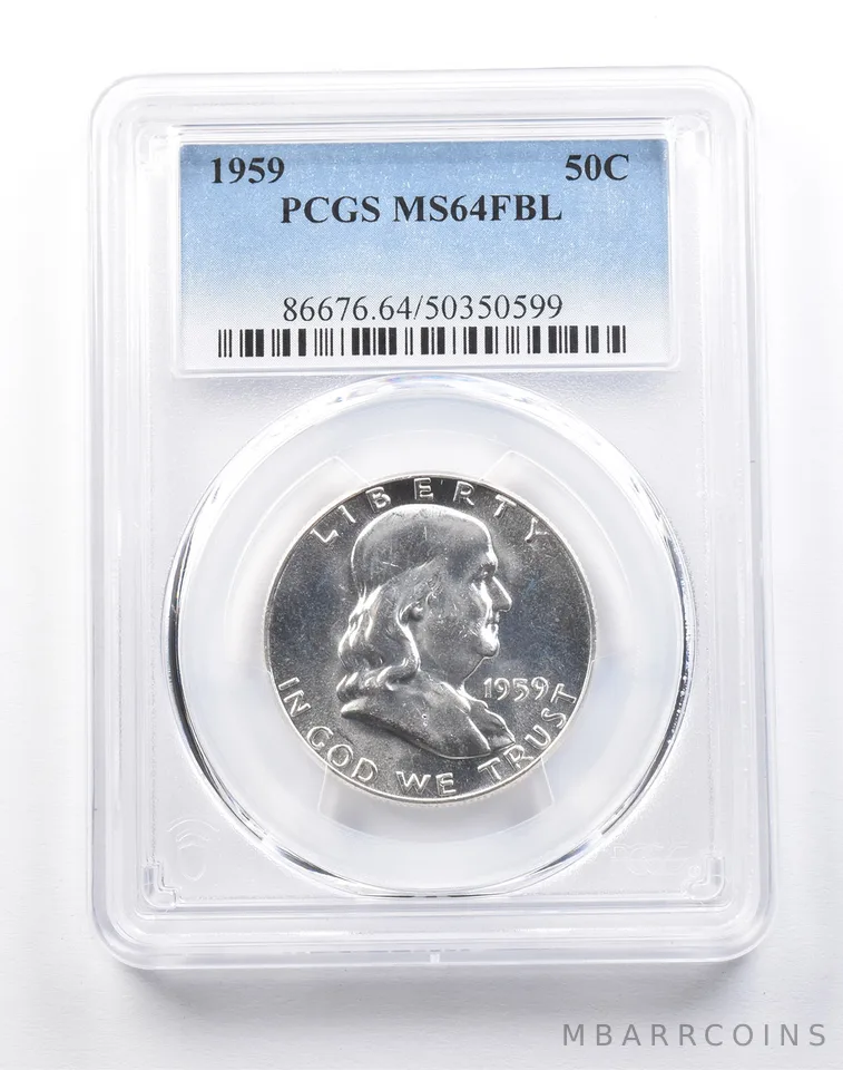 1959 Franklin Half Dollar Type 2 Reverse MS64 FBL PCGS a4118