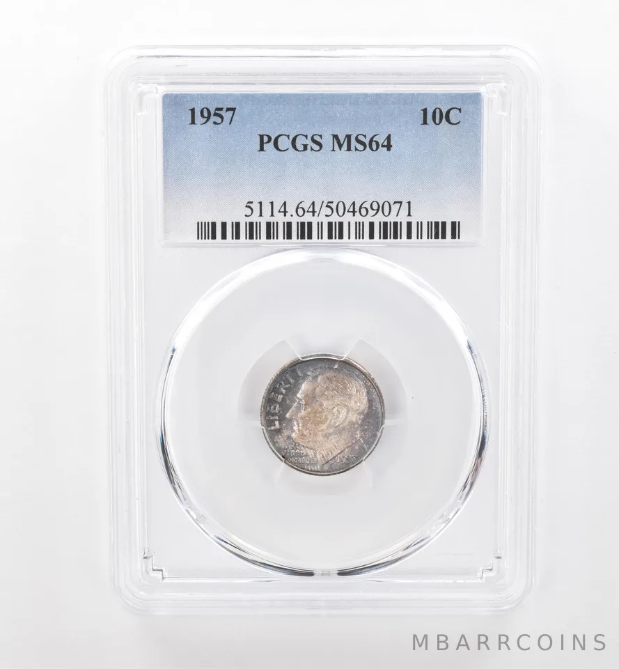1957 Roosevelt Dime MS64 PCGS Beautiful Tone *1872