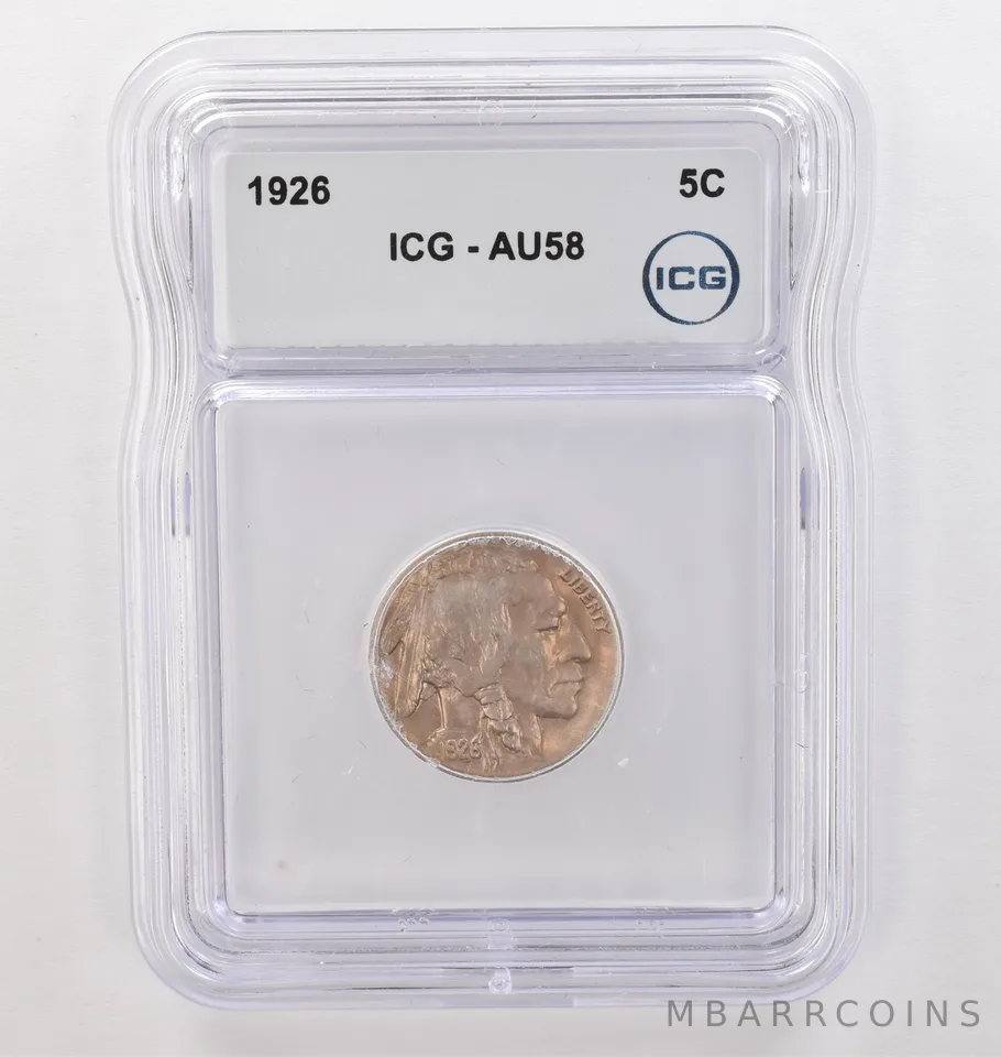 1926 Indian Head Buffalo Nickel AU58 ICG Beautiful Tone *4165