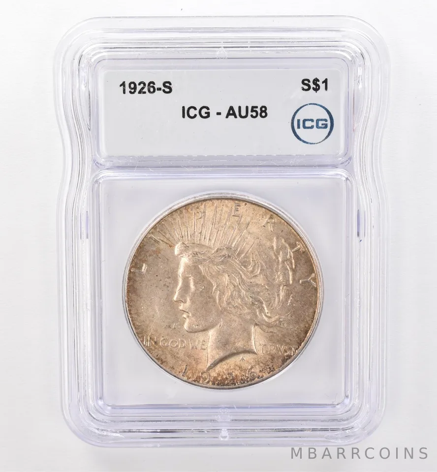 1926-S Peace Silver Dollar AU58 ICG Beautiful Tone *9514