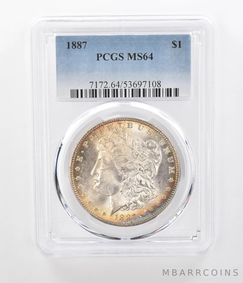 1887 Morgan Silver Dollar MS64 PCGS Beautiful Tone *1185