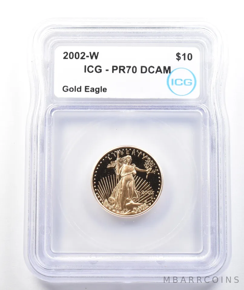 2002-W $10 American Gold Eagle 1/4 Oz Gold PR70 DCAM ICG