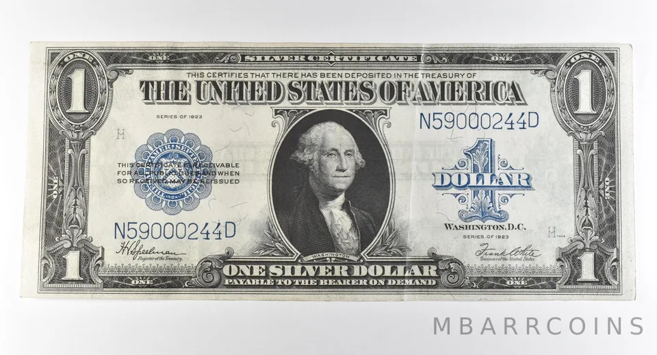 1923 $1 Silver Certificate Large Note Blue Seal *2906