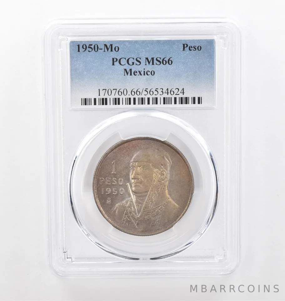 1950 Mo Mexico Peso MS66 PCGS Beautiful Tone *2124