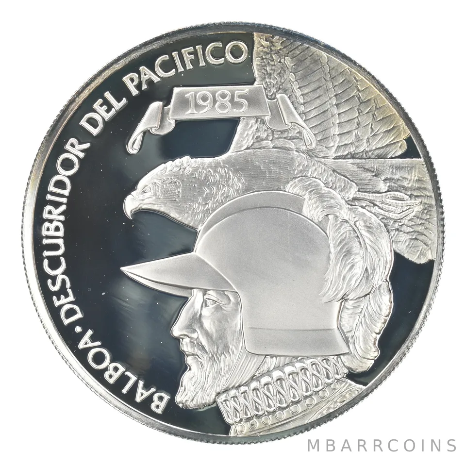 1985 Panama 20 Balboas Descubridor Del Pacifico Peripheral Tone Proof *6260