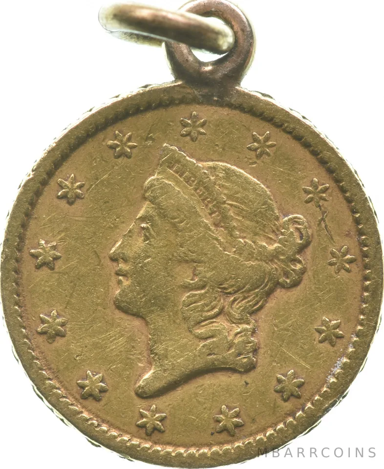 1840's 1850's $1 Liberty Head Gold Victorian Love Token Pendant/Charm *9853