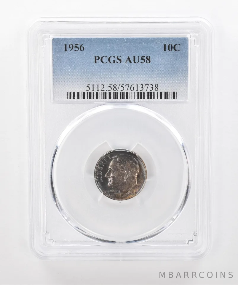 1956 Roosevelt Dime AU58 PCGS Beautiful Tone *1572