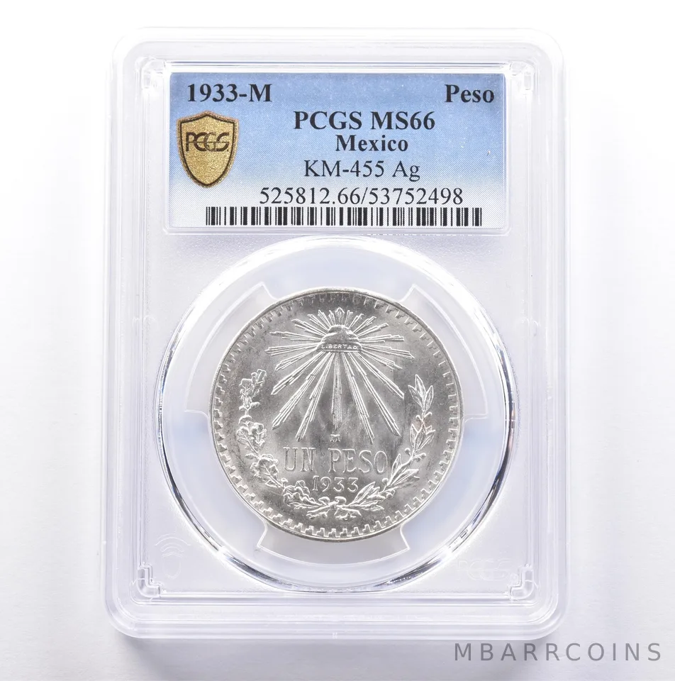 1933 M Mexico Peso Silver KM-455 MS66 PCGS *9062