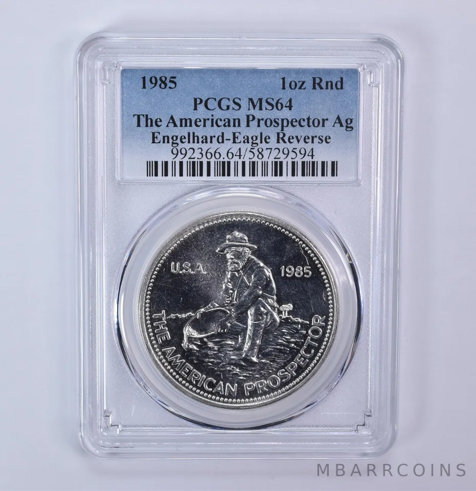 1985 Engelhard Prospector 1 Oz Silver Round Eagle Reverse MS64 PCGS