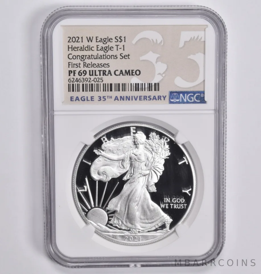 2021-W Silver Eagle T1 Congratulations Set First Releases PF69 NGC