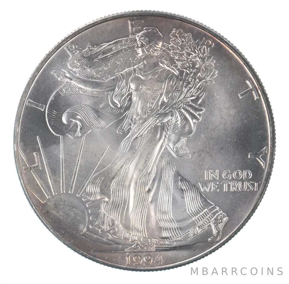 Beautiful Toned - 1994 American Silver Eagle 1 Troy Oz .999 Fine Silver *108