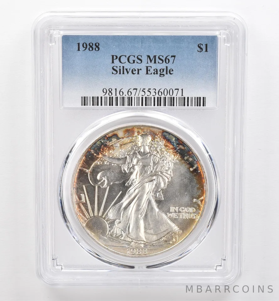 1988 American Silver Eagle MS67 PCGS Beautiful Tone *9533