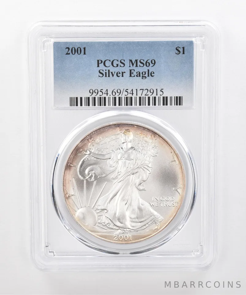 2001 American Silver Eagle MS69 PCGS Beautiful Tone *1519