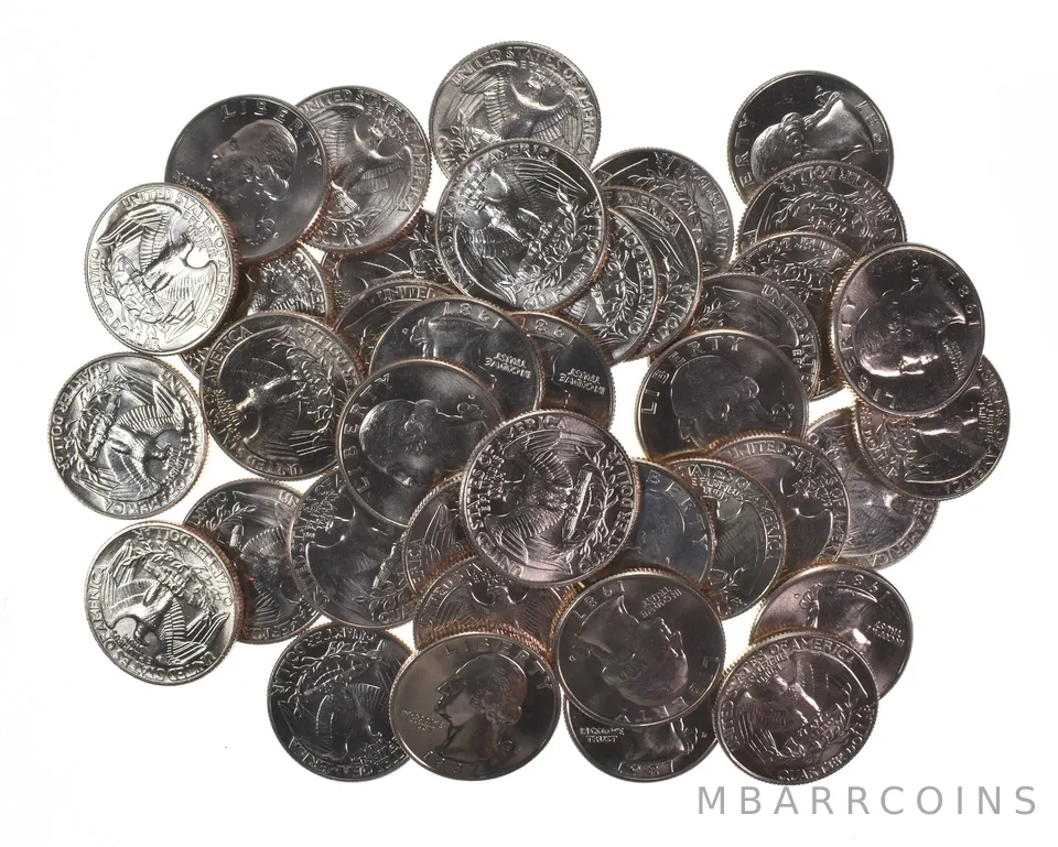 Lot (40) 1987-D Washington Quarter Clad Unc Roll