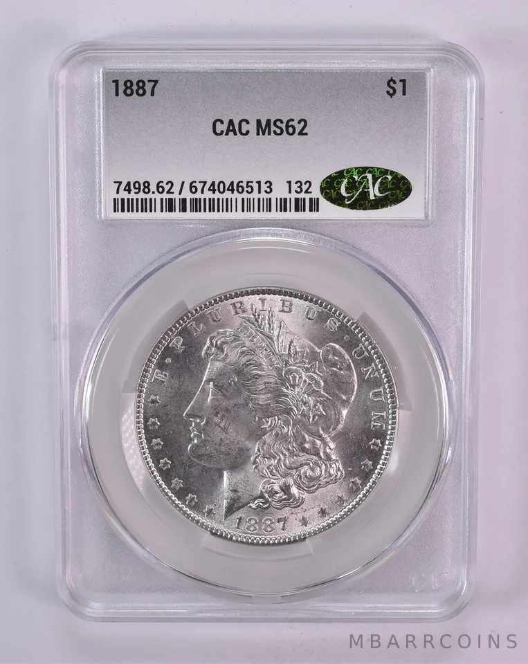 1887 Morgan Silver Dollar MS62 CAC CACg