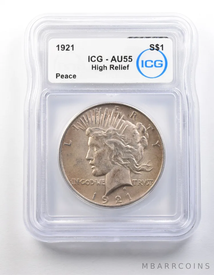 1921 Peace Silver Dollar High Relief AU55 ICG *8683