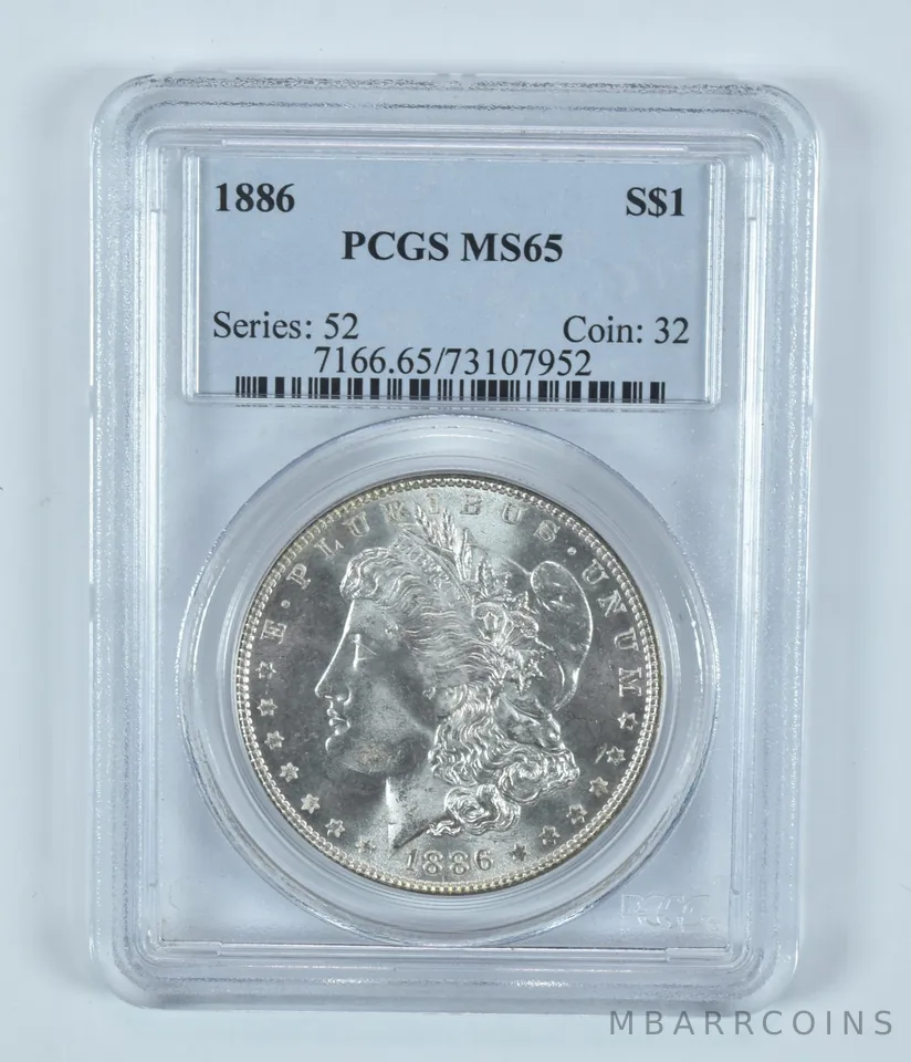 1886 Morgan Silver Dollar MS65 PCGS Blue Label