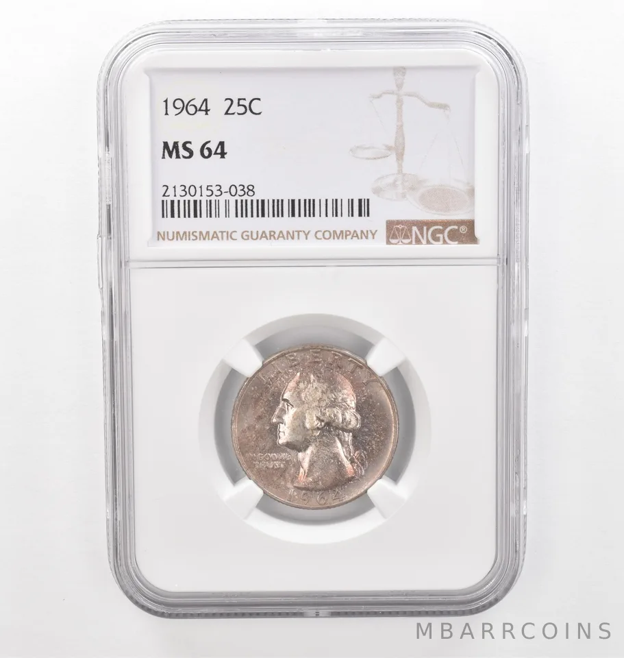 1964 Washington Quarter MS64 NGC Beautiful Tone *2249
