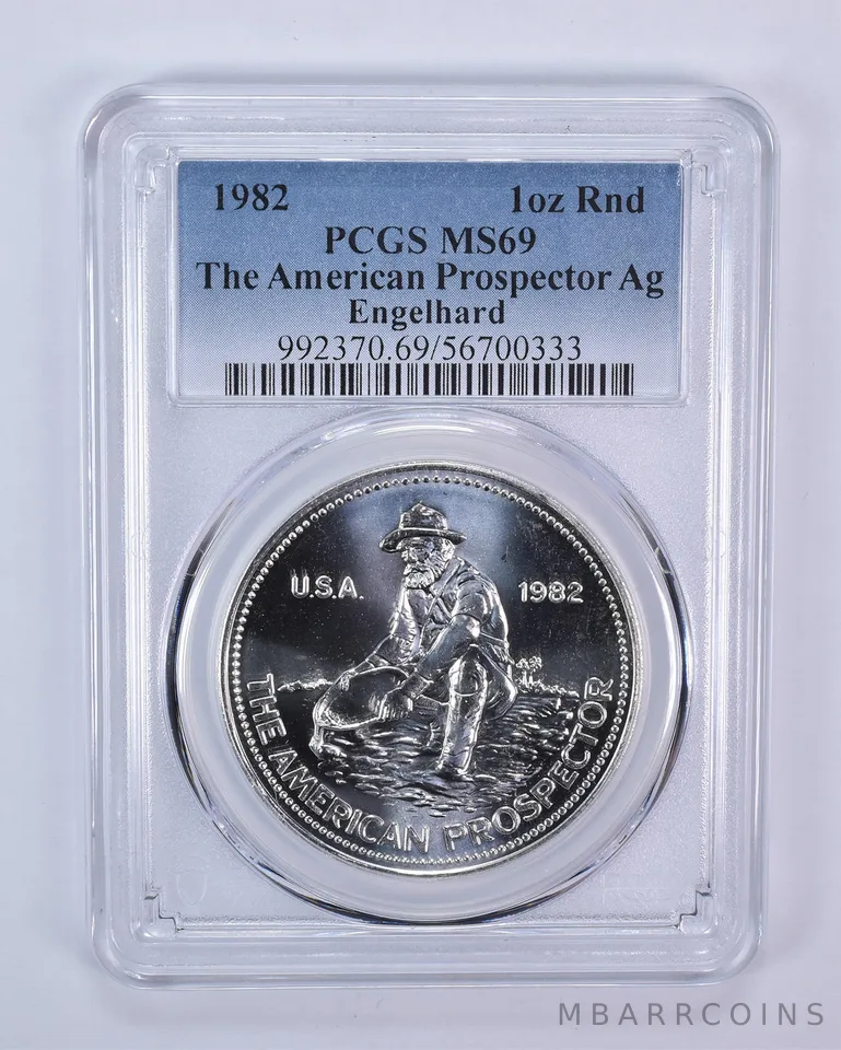 1982 Engelhard Prospector 1 Oz Silver Round MS69 PCGS