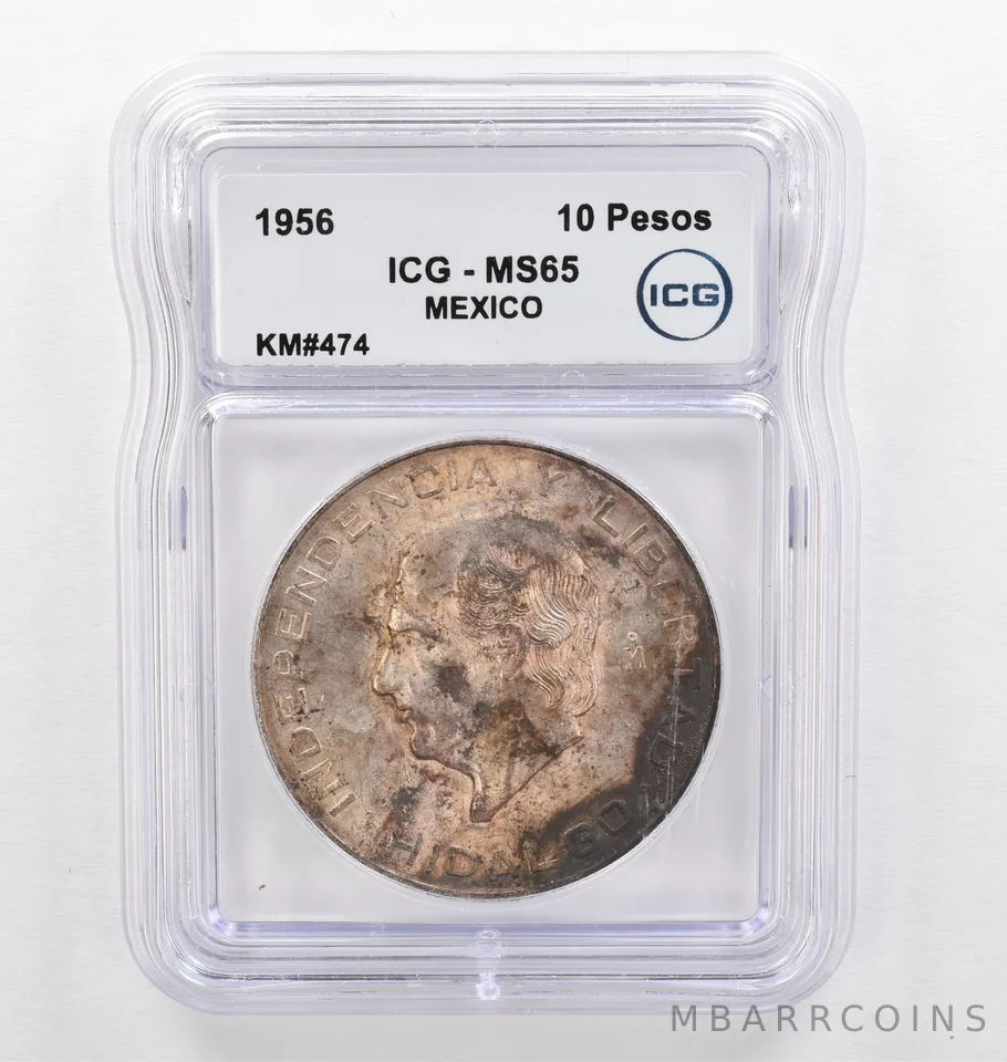 1956 Mo Mexico 10 Pesos KM#474 MS65 ICG Beautiful Tone *0272