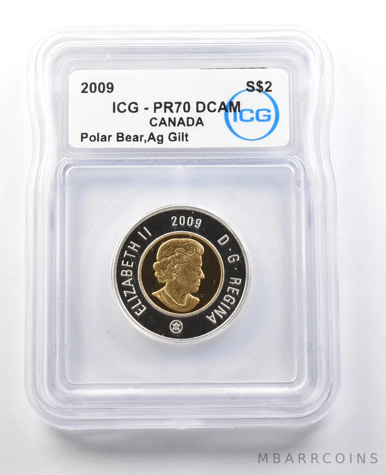 2009 Canada 2 Dollars Silver Gilt Polar Bear PR70 DCAM ICG a8779