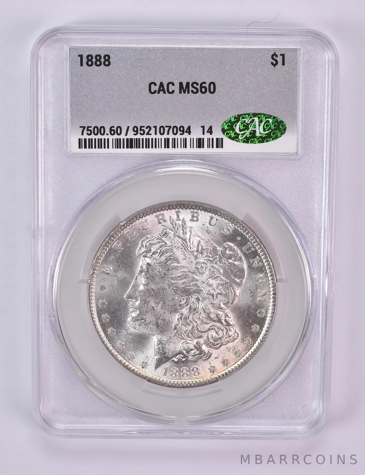 1888 Morgan Silver Dollar MS60 CAC CACg