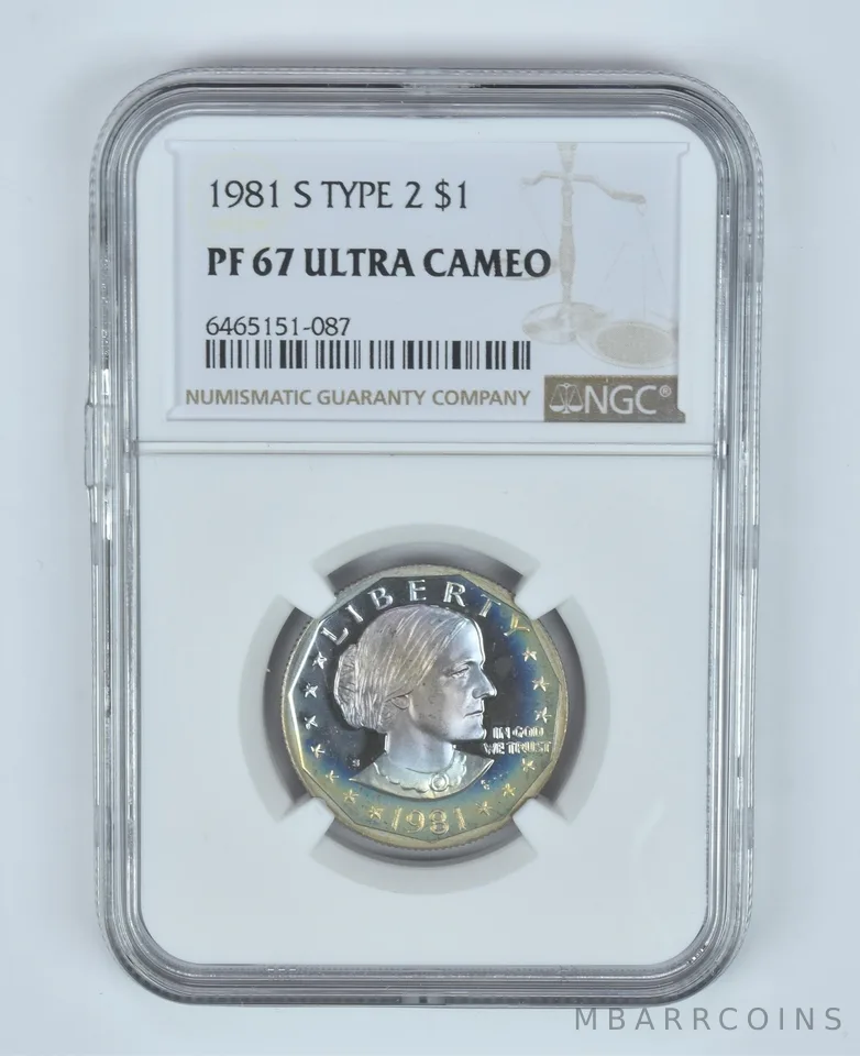 PF67 UCAM 1981-S Susan B. Anthony Dollar Type 2 NGC Rainbow TONED *5744