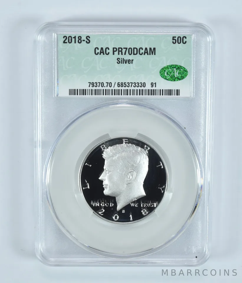 2018-S Kennedy Half Dollar Silver PR70 DCAM CAC CACg