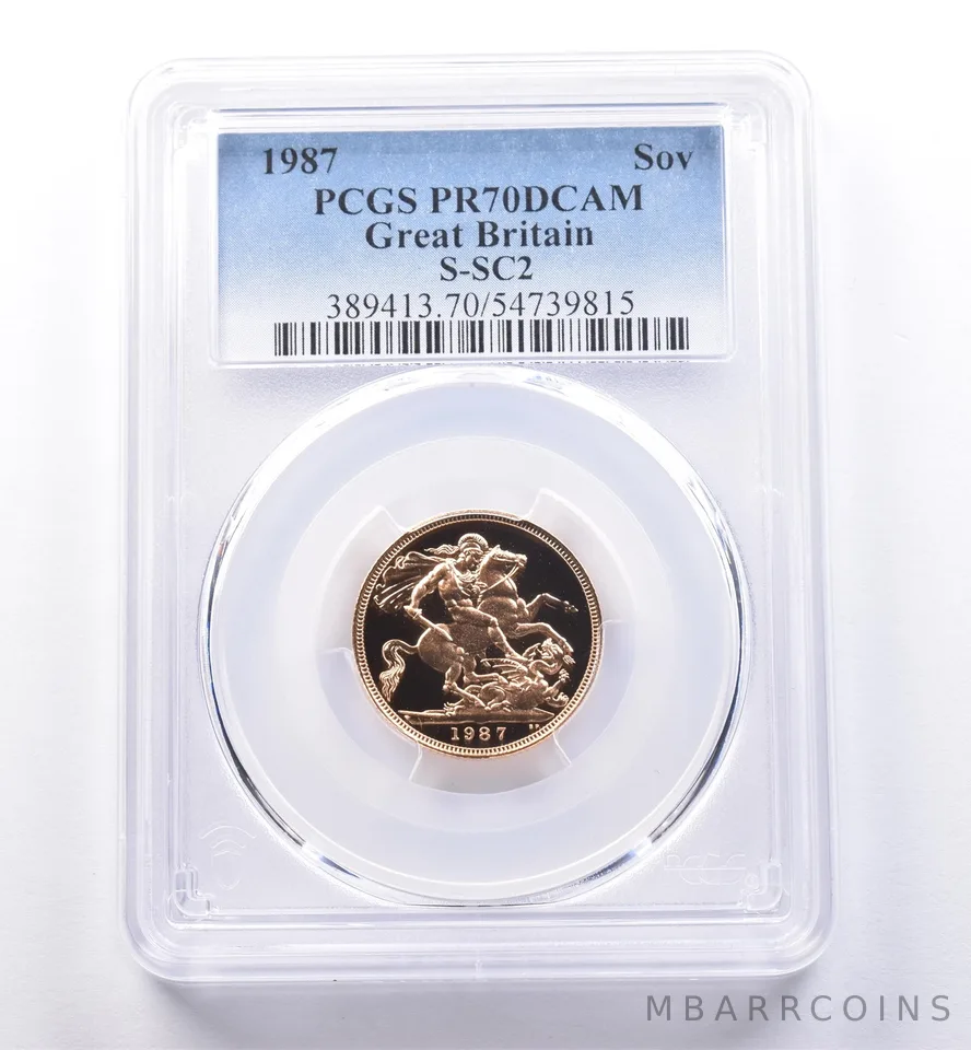 1987 Great Britain Gold Sovereign S-SC2 PR70 DCAM PCGS a8616