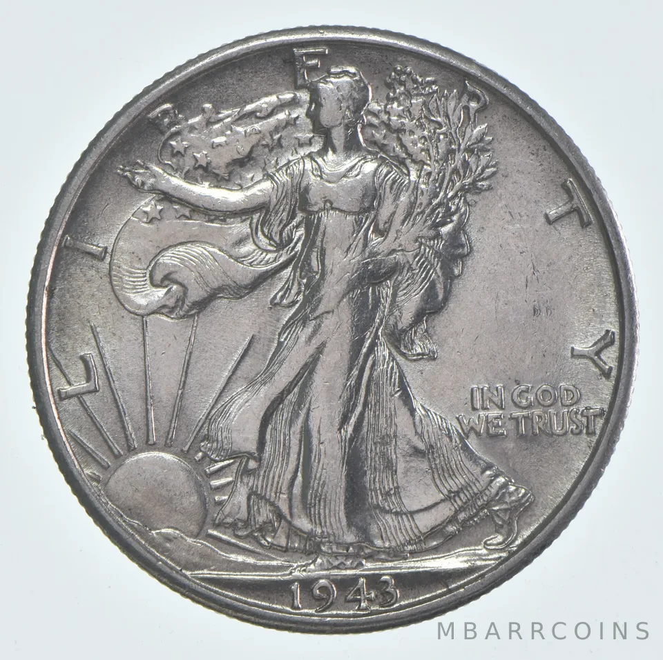AU 1943-S Walking Liberty Half Dollar Almost Unc 90% Silver (1pc)
