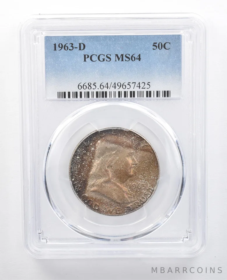 1963-D Franklin Half Dollar MS64 PCGS Square Tone Pattern *7702