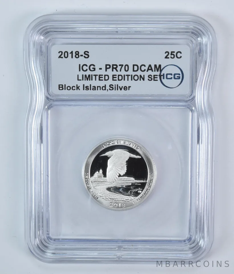 2018-S Washington Quarter ATB Block Island Silver Limited Edition PR70 DCAM ICG