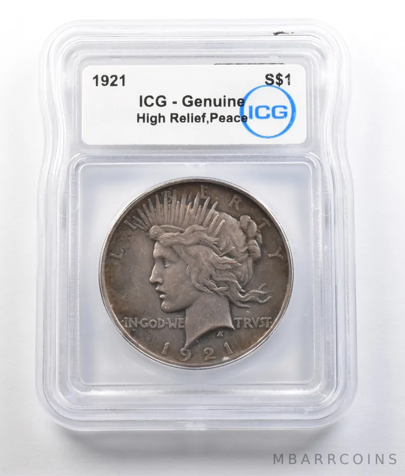 1921 Peace Silver Dollar High Relief Genuine ICG *9345