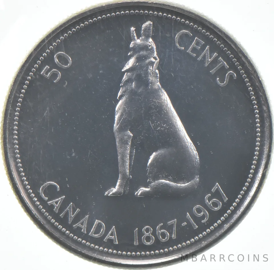 1967 Canada Half Dollar Prooflike In Cello 80% Silver