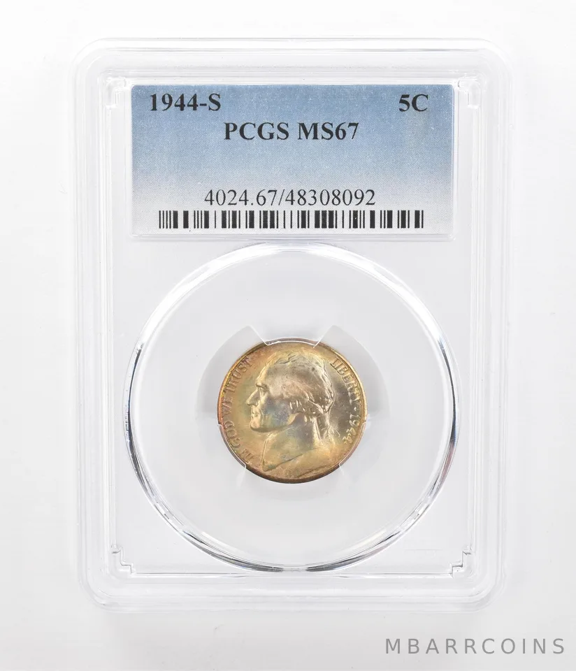 1944-S Jefferson Nickel MS67 PCGS Beautiful Tone *2414