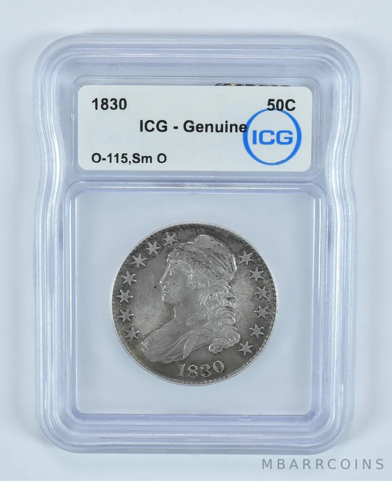 1830 Capped Bust Half Dollar O-115 Sm O Genuine ICG a9029