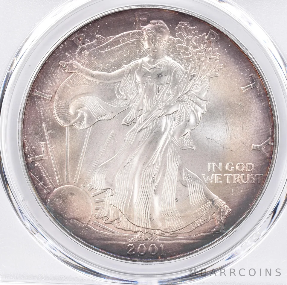 2001 American Silver Eagle MS67 PCGS Beautiful Tone *1383