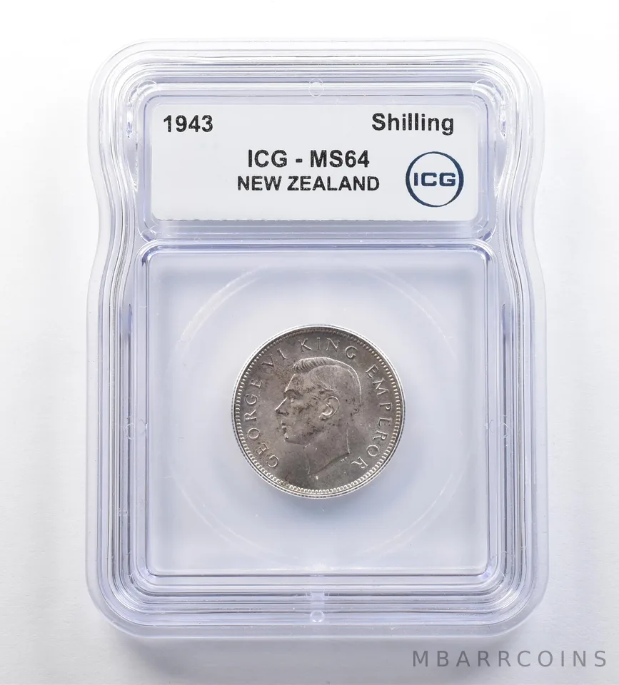 1943 New Zealand Shilling MS64 ICG *7634