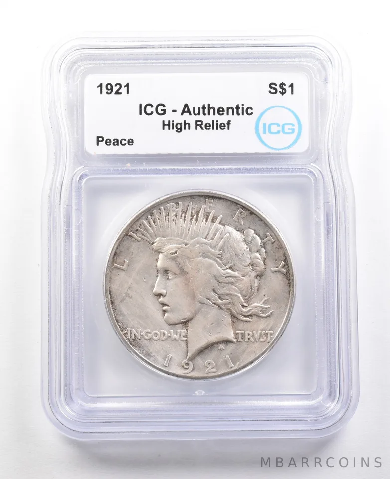 1921 Peace Silver Dollar High Relief Authentic ICG a3567