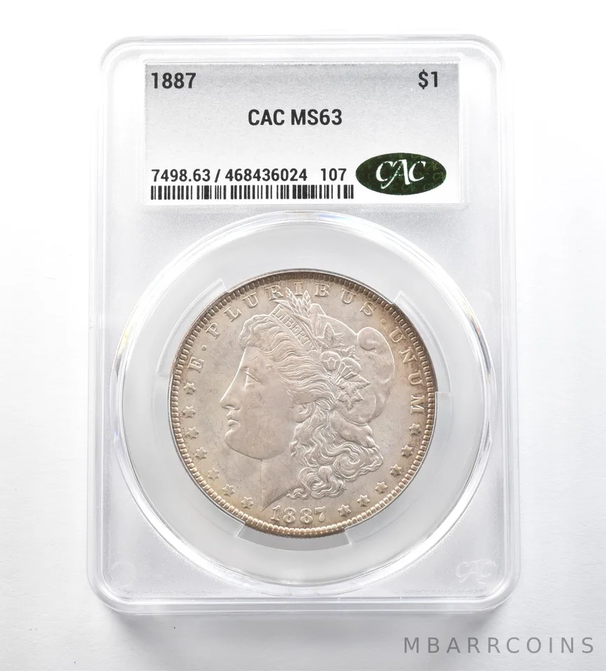 1887 Morgan Silver Dollar MS63 CAC CACg *0418
