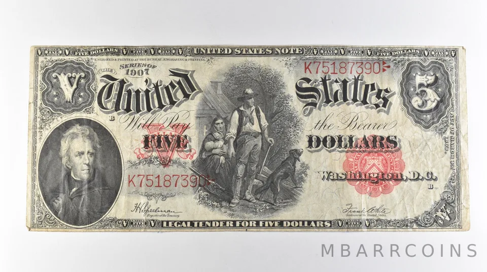 1907 $5 Legal Tender Large Note Red Seal *3116