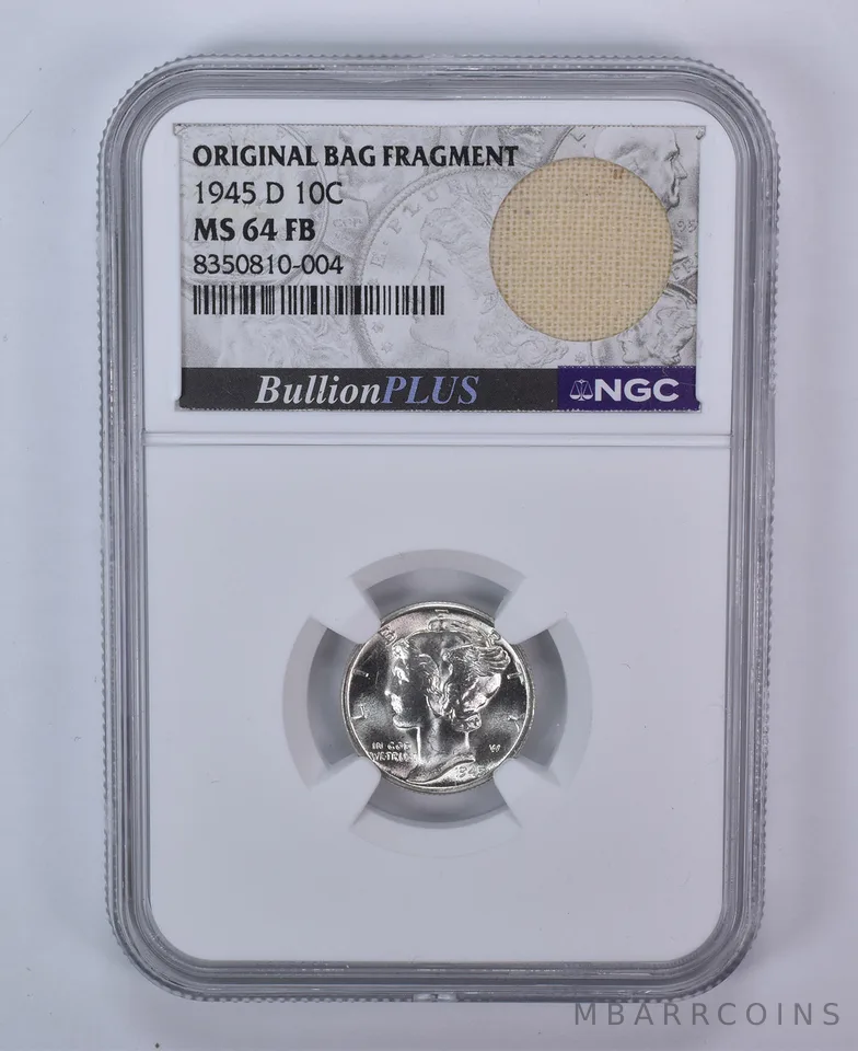1945-D Mercury Dime Original Bag Fragment MS64 FB NGC